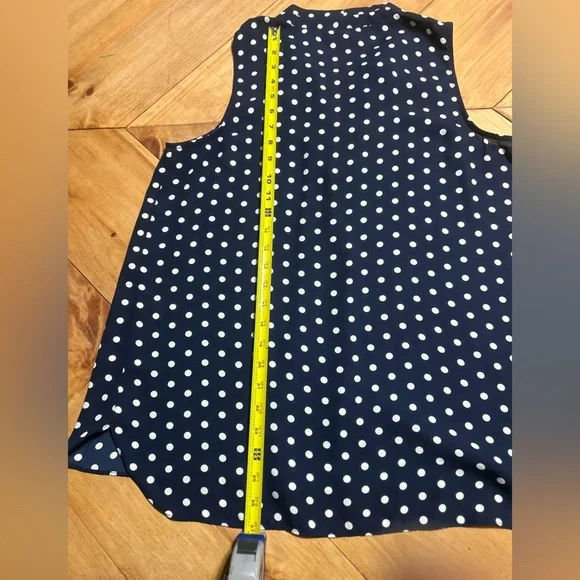 7th Avenue Dark Blue and White Polka Dot Blouse - Picture 9 of 12